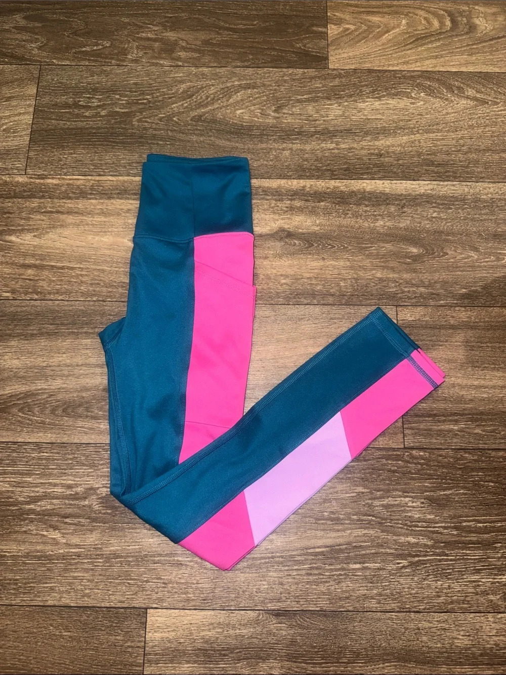Lou & Grey Teal and Hot Pink Colorblock Girls' Leggings